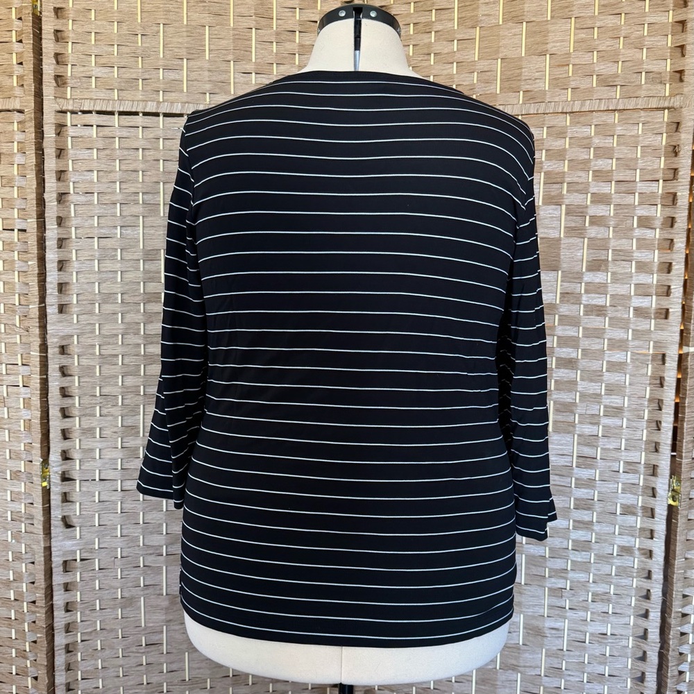Liz Claiborne Liz & Co black & white stripe top XL - Picture 5 of 9